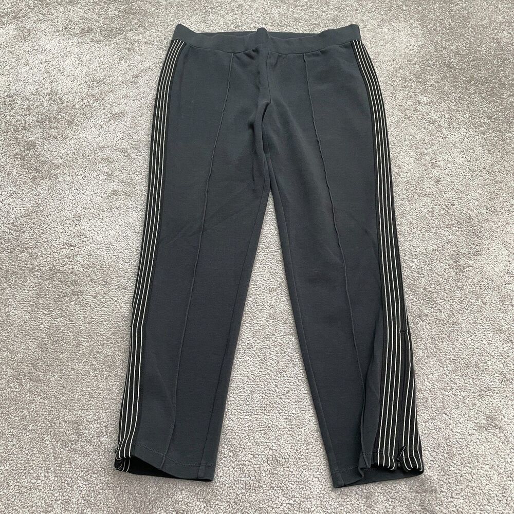 Athleta Black Track Pants with White Side Stripes